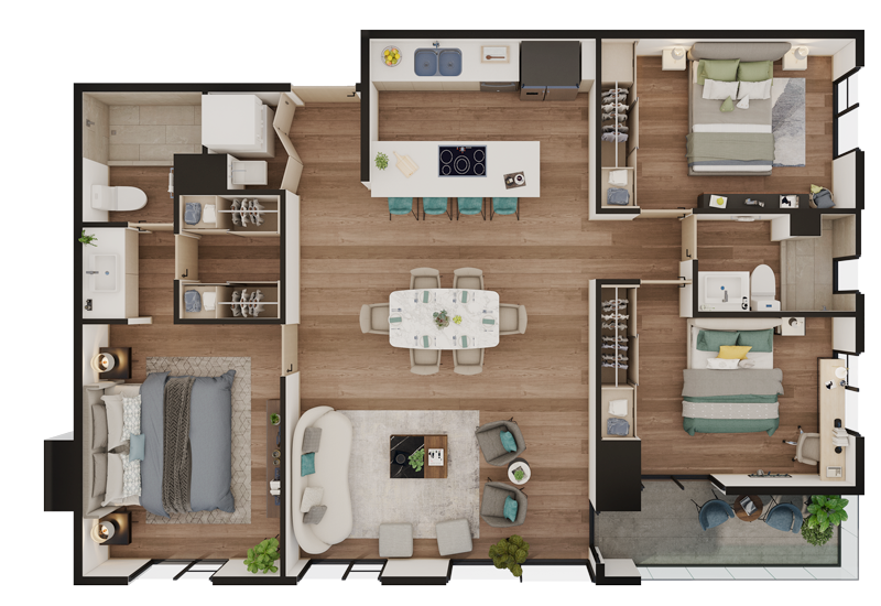 Apartamentos de 3 habitaciones zona 15
